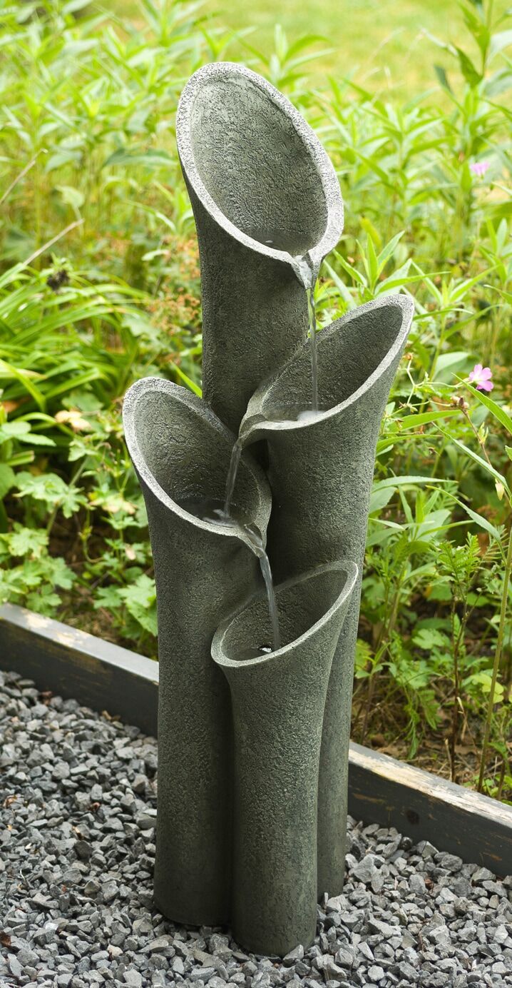 Gartenbrunnen ACQUAARTE "Montreux", grau, Polyresin, Wasserspiele, Gartenbrunnen