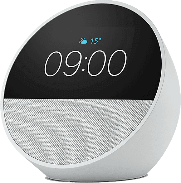 Reloj despertador inteligente - Amazon Echo Spot (modelo 2024), Sonido de calidad y Alexa, Blanco