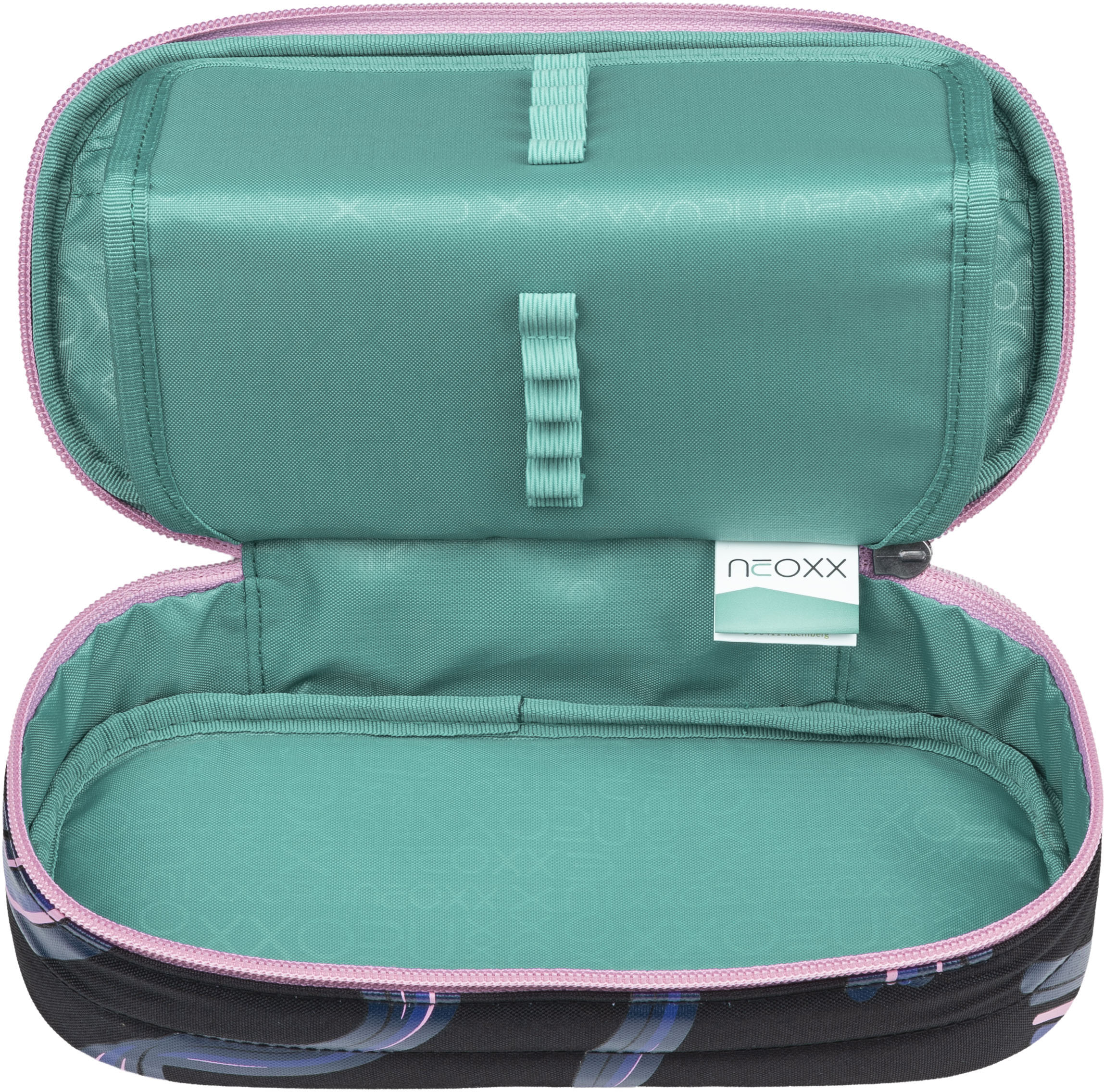 Schreibgeräteetui NEOXX "Schlamperbox, Jump", Kinder, schwarz (hello wave), Polyester, Schreibgeräteetuis Schreibgeräteetui, teilweise aus recyceltem Material hello wave Einheitsgröße