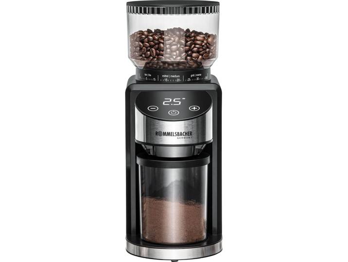 ROMMELSBACHER Kaffeemühle EKM 400 , schwarz (schwarz, edelstahl), B:19cm H:31cm T:12,2cm, Kaffeemühlen, mit Kegelmahlwerk, Antistatik-Funktion, 35 Mahlgrade, Kaffeemühle