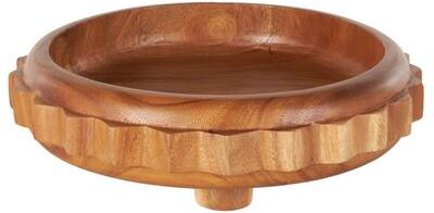 ARCILLA ELEMENTAL "Brown Teak Wood Handmade Gear Large Decorative Bowl with Peg Leg - 18""W x 18""L x 5""H"