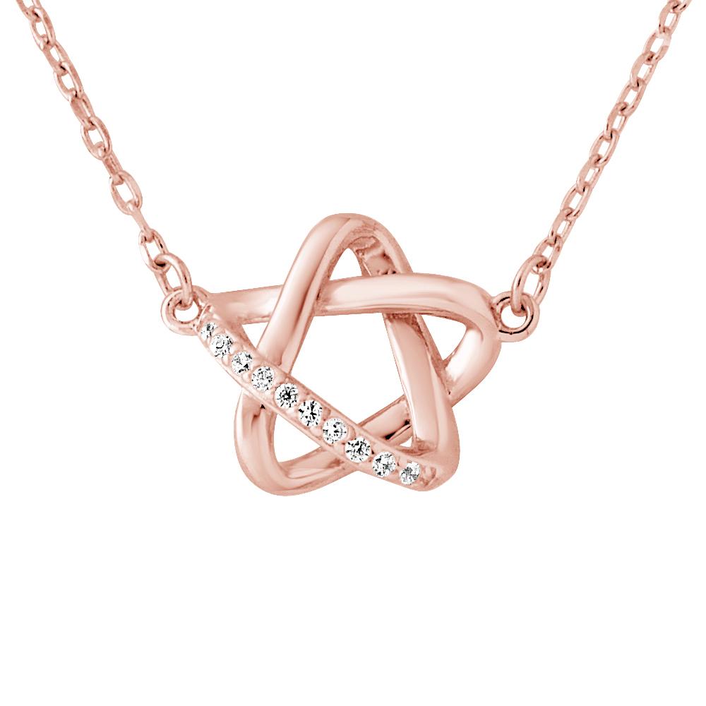 Etoiles ketting 6 vestigingen zirkoniumoxiden zilver 925 roze vergulde