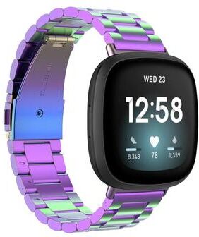 Everyday Crate Fitbit Versa 4 Sense 2 Versa 3 Sense Stainless Steel Watch Band Adjustable Metal Replacement Strap colorful
