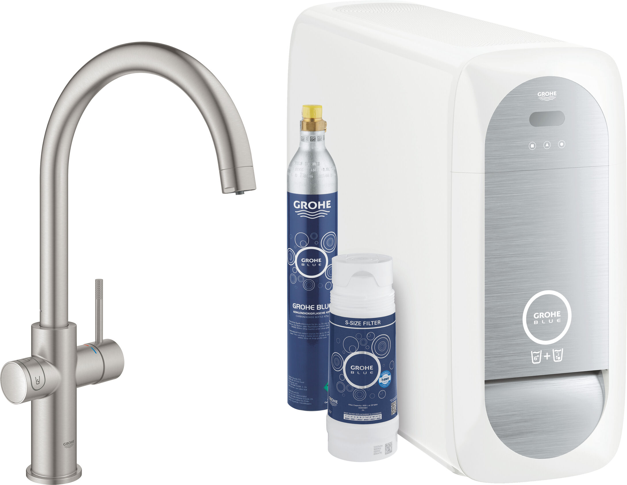 Grohe Blue Home Kit de démarrage 31455DC1 supersteel, Mitigeur bec C, Starter Kit