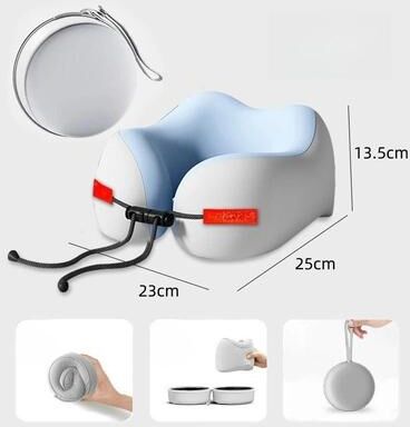 Uplifted Goods Ergonomic Cloud Support Memory Foam Travel Pillow blue With Box