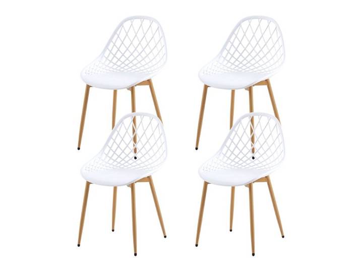 EGGREE Lot de 4 Chaise scandinave avec Pieds en métal Chaise Salon Cuisine Confortable Chaise Salle a Manger Blanc