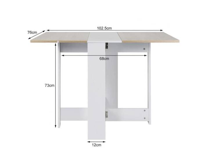 Table pliante - YIPEEMA - Blanc + Chêne - 103x76x73cm