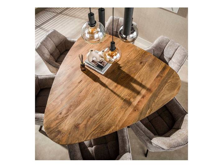 LEVEN Lifestyle Esstisch Esszimmertisch „Nordic Linea“ dreieckiger Tisch Mangoholz, 150 cm, dreieckige Tischplatte mit abgeschrägter Kante