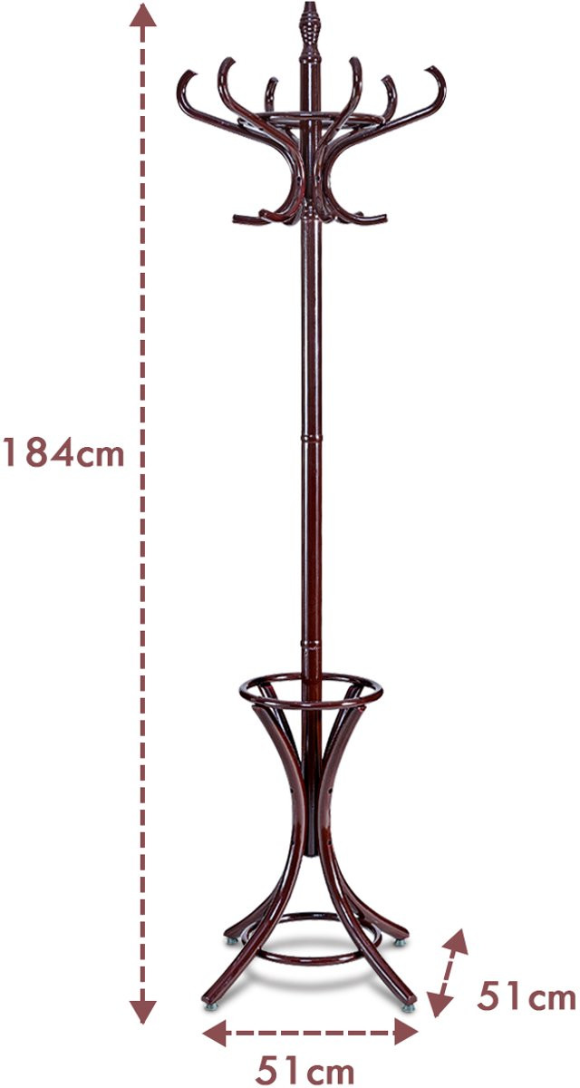SureDeal Staande Kapstok van Eikenhout met Paraplu Houder, B/D/H: 51 x 51 x 184 cm