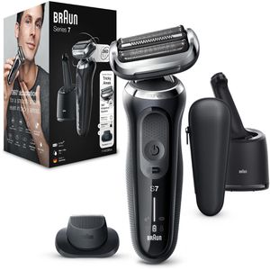 Braun Elektrorasierer Series 7, 71-N7200cc, Wet & Dry, Trimmer, Reinigungsstation & Reiseetui