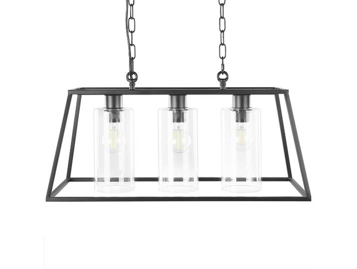 Beliani Hängeleuchte Muger 25/60/117 cm, Schwarz, Metall, E27, 60x117x25 cm, Lampen & Leuchten, Innenbeleuchtung, Hängeleuchten, Pendelleuchten
