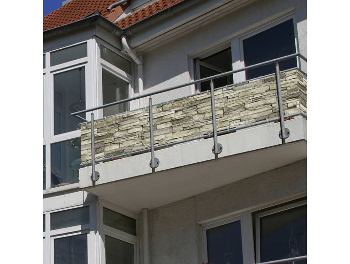 Balkonbespannung wasserdicht / Polyester, 500x90 cm, Steine