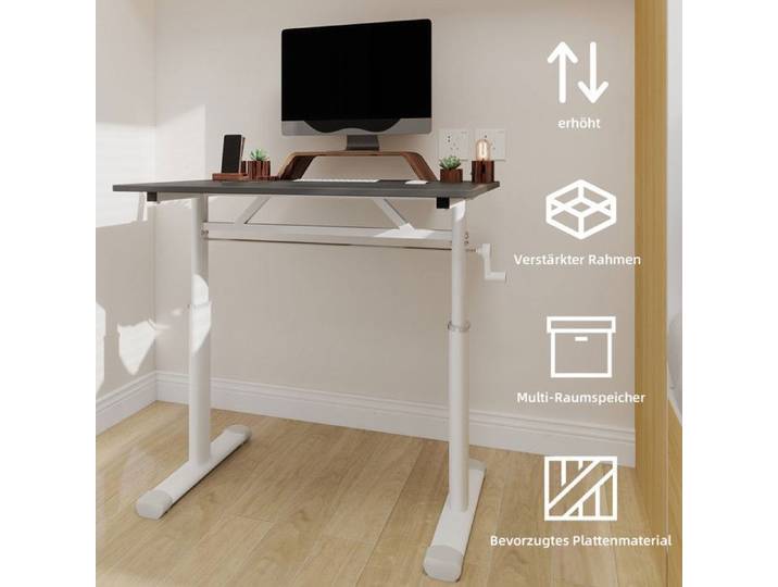 Bureau d'Étude Réglable Enfants et Adultes-Bureau Polyvalent Réglable en Hauteur pour la Maison/le Bureau Gris+Métal et bois+60*80