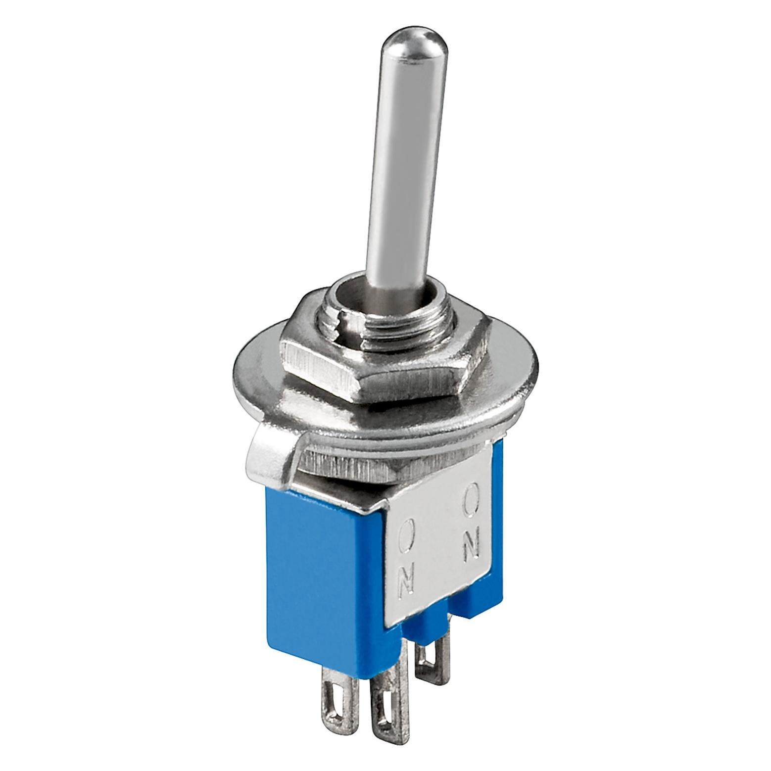 Goobay Kippschalter Subminiatur, 1x UM, 3 Pins, blaues Gehäuse (10014)