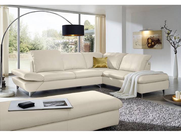 Ecksofa, Longlife Xtra-Leder Z73, Grau, 296×242 cm, Sitziefenverstellung, Klassisch, W.SCHILLIG