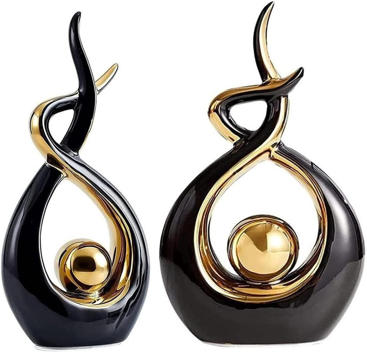Abstract wit keramiek beeldje voor bureau decoratie