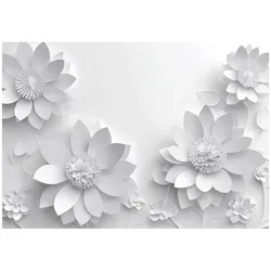 FOTOTAPETE 3D Effekt Blumen Grau Wohnzimmer Vlies Tapete 350x250