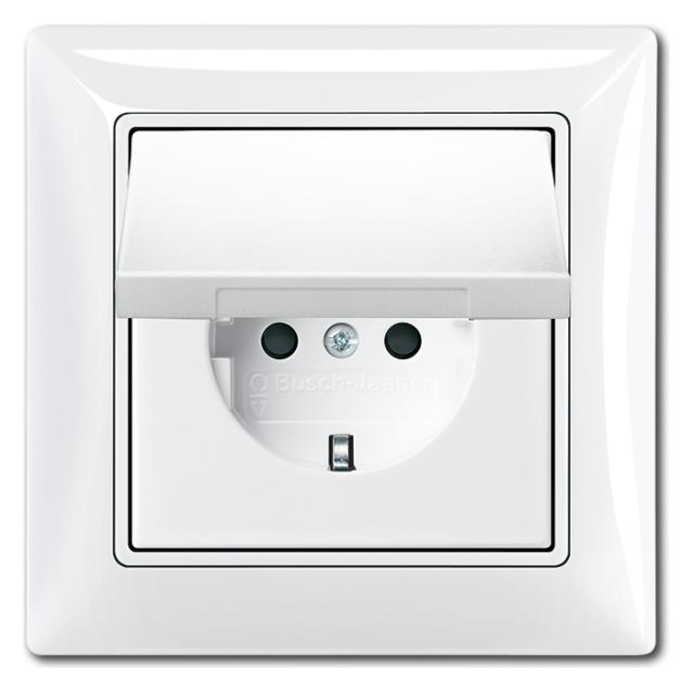 ABB basic55 Schuko-Steckdose, IP44, weiss glänzend, 16A, 1 Modul, Lieferung komplett inkl. Rahmen und (2CHP942018A1505)