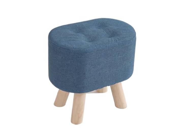 DANNMPX Sitzhocker Wohnzimmer Fußhocker Mit Baumwollleinenbezug for Den Eingangsbereich des Wohnzimmers Zusätzliche Sitzplätze(Blue)
