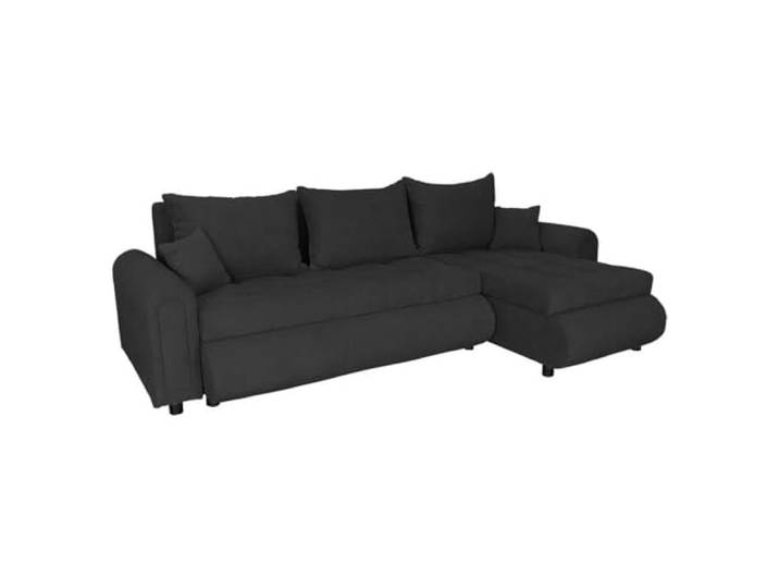 FORNIRO 24 Romeo Ecksofa 143x232x80cm Schwarz Wohnzimmer Couch Schlafsofa Mit Schlaffunktion & Bettkasten - L-Form - Kissen - Stoff Basic ausziehbar Gäste bequem Stauraum Design hochwertig Eckcouch