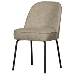 Esszimmerstuhl Vogue aus Bouclé-Stoff, modern gepolstert, beige, schwarzes Metallgestell