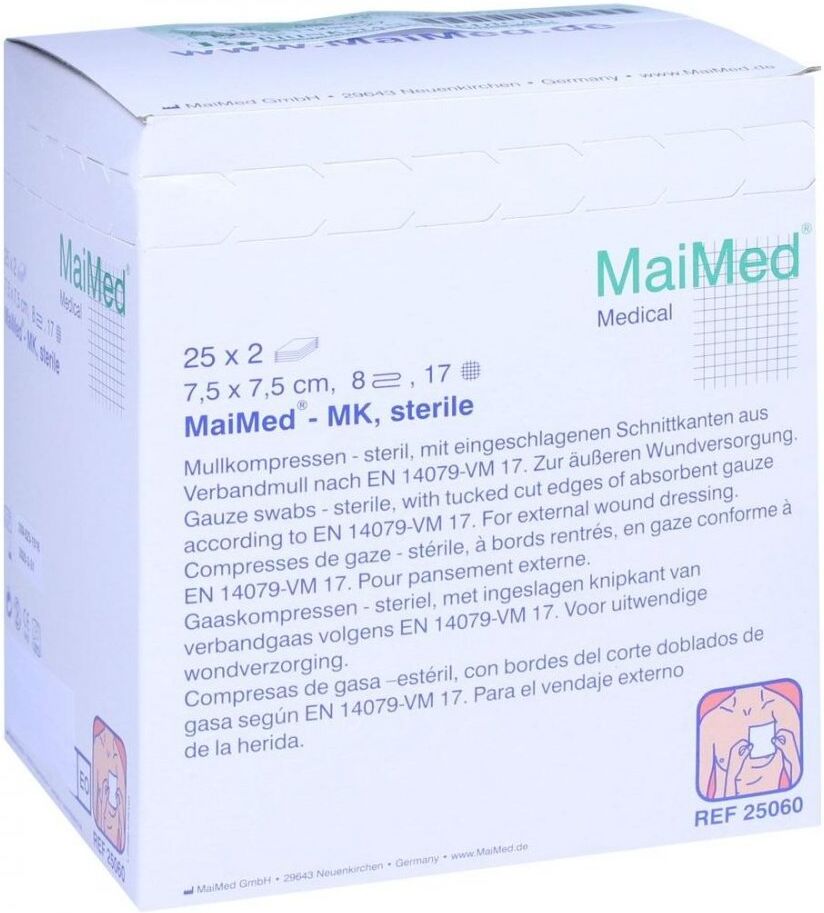 Maimed Mullkompressen 7,5x7,5 cm steril 8fach 25X2stk