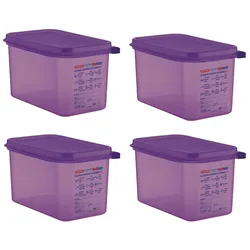 Gastronoble Araven GN1/4 Lebensmittelbehälter aus Silikon - 4,3L - 4 Behälter