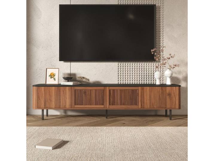 Armoire TV moderne Support TV inférieur Design unique 190 x 35 x 45 cm (L x B x H) Noyer Panneau TV Support TV