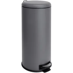 SVITA T30 Mülleimer 30Liter Stahl Treteimer Abfalleimer Mülltonne Grau