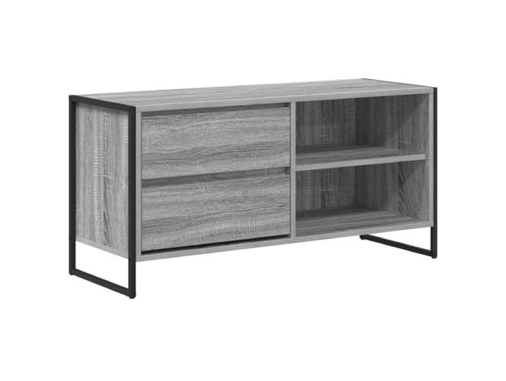 KTHLBRH TV-Schrank 100 x 36 x 49,5 cm Grau Sonoma Holz Engineered Beine aus Stahl, rechteckige Form, Innengebrauch, einfache Montage, klare Anweisungen, Industriedesign