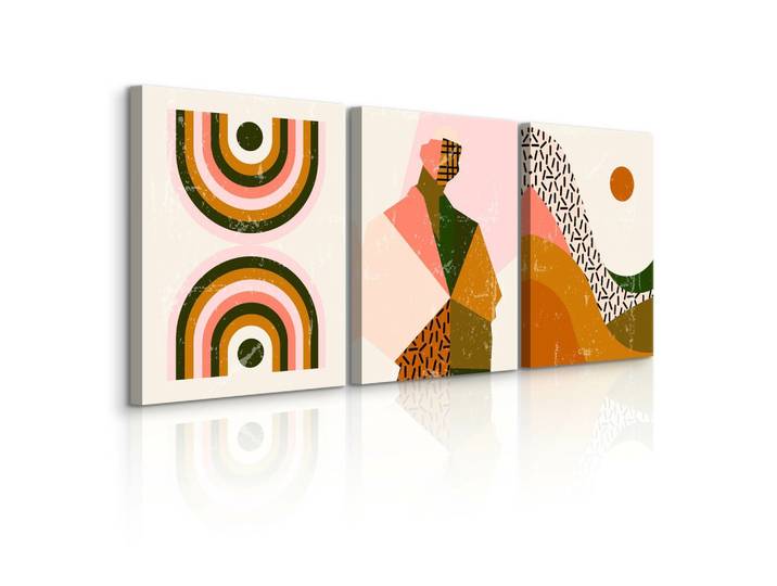 LEINWANDBILDER 3-er Set Boho Abstraktion