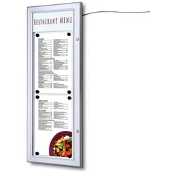 Schaukasten LED 2x A4 für Speisekarten, (Hochformat) Alu Infokasten