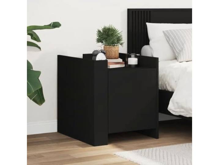 HEFZGDB Nachttisch Schwarz 45x50x50 cm Holzwerkstoff mit praktischem Fach für Stauraum und Stabiler Tischplatte, feuchtigkeitsbeständig und einfach zu reinigen, Zwei