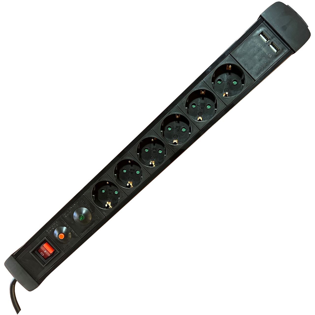 1.50m Mcab Stromkabel Steckdosenleiste Schwarz 6 (POW0025)