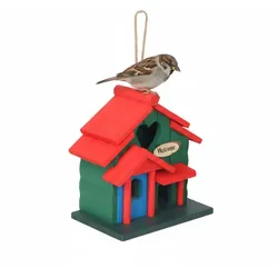 Relaxdays Deko Vogelhaus im Landhausstil Dunkelgrün,Grau,Rot