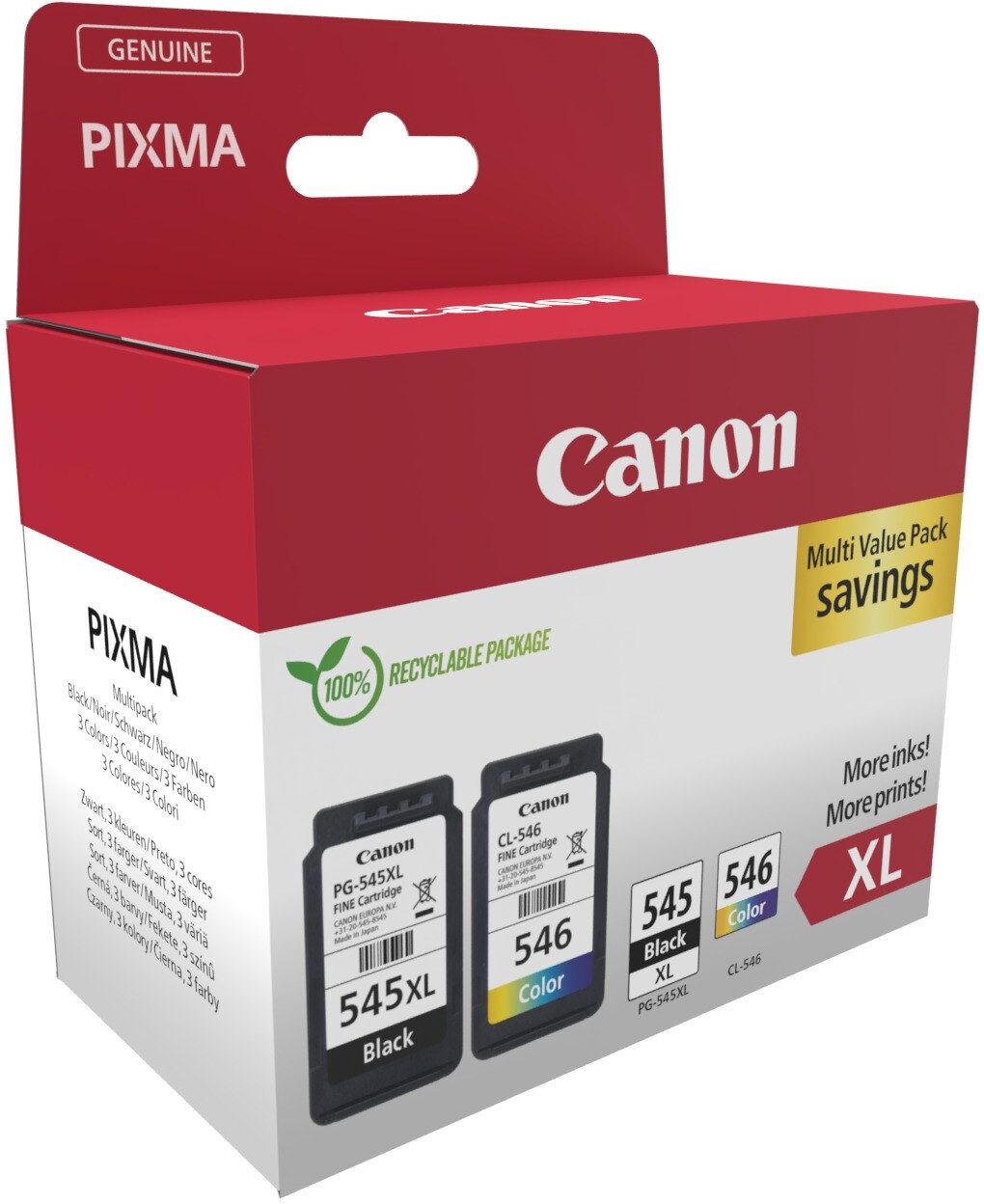 Canon PG-545XL/CL-546 Black & Tri-Colour Ink Cartridge Multipack (8286B012)