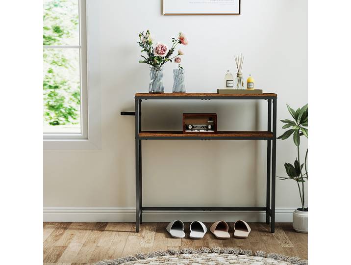 Table console Long Pine - 80 cm 80 x 81 x 20cm Marron/Noir