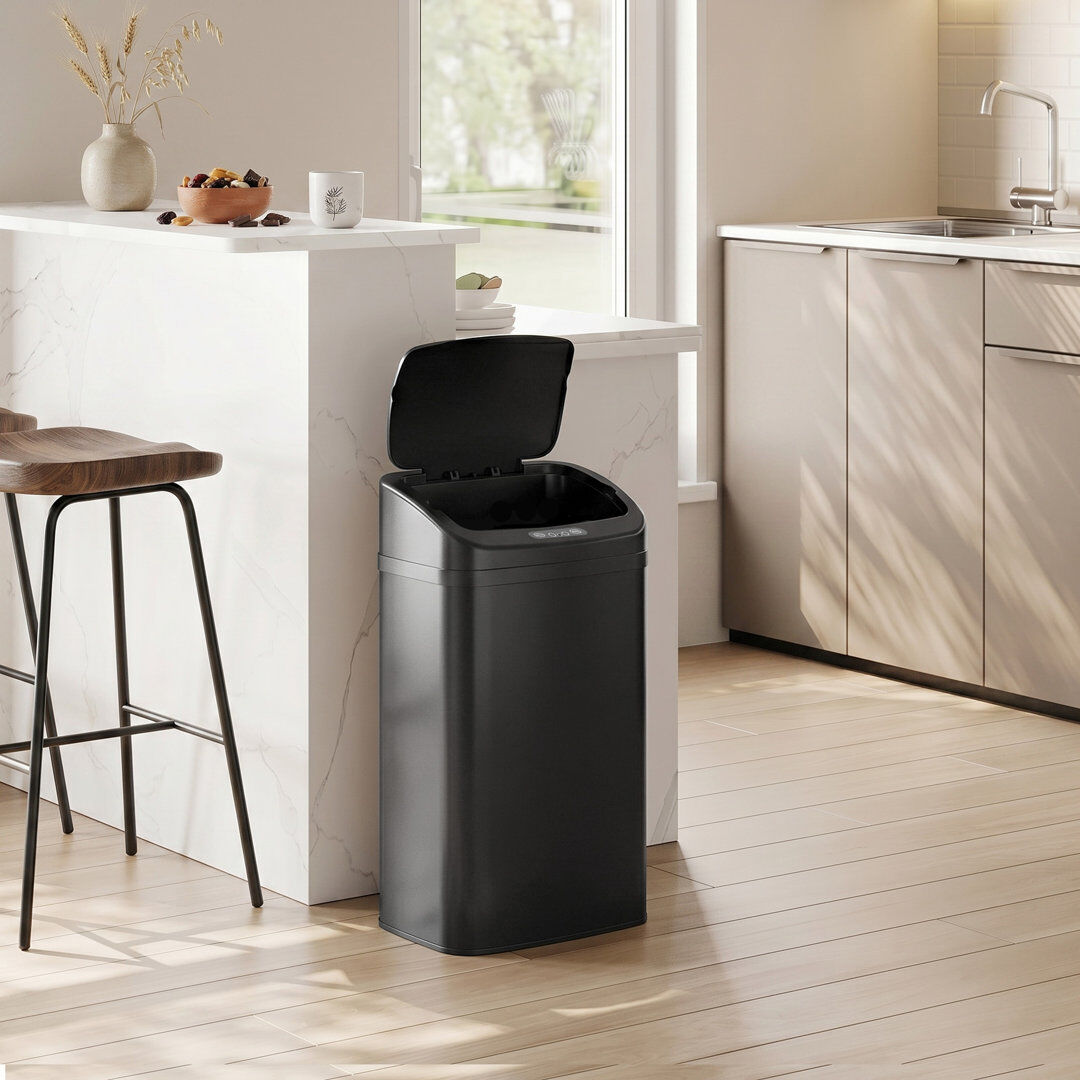 HOMCOM 48L Sensor Bin, Galvanised Steel Kitchen Bin with Automatic Close Silver, Stainless Steel