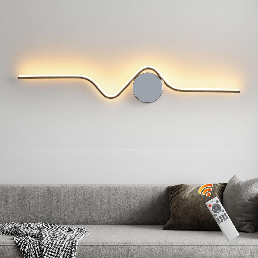 Blue Elephant Heidamos 1 - Light Dimmable Chrome Flush Mounted Sconce Chrome 18cm H X 87cm W X 5cm D