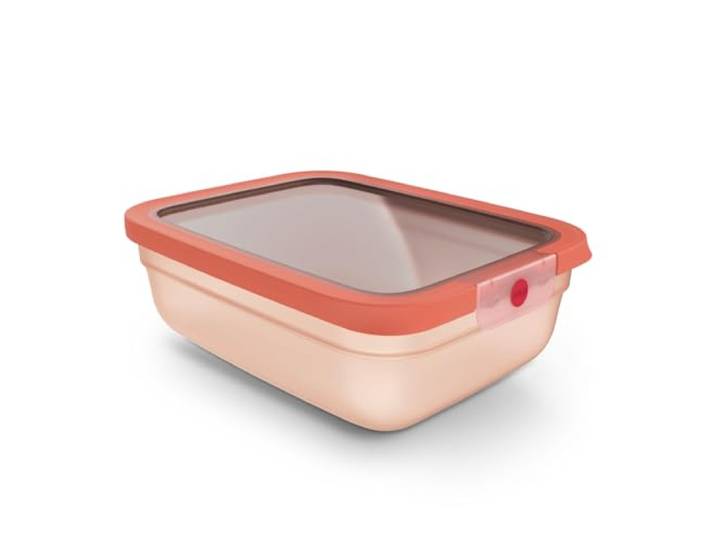 EMSA oneClick Frischhaltedose, verschlossen mit nur 1 x Klick, Lebensmittel 2 x länger frisch, 100% dicht, Made in Germany, 2,3L, gefrier-, mikrowellen- und spülmaschinengeeignet, orange, N1211400