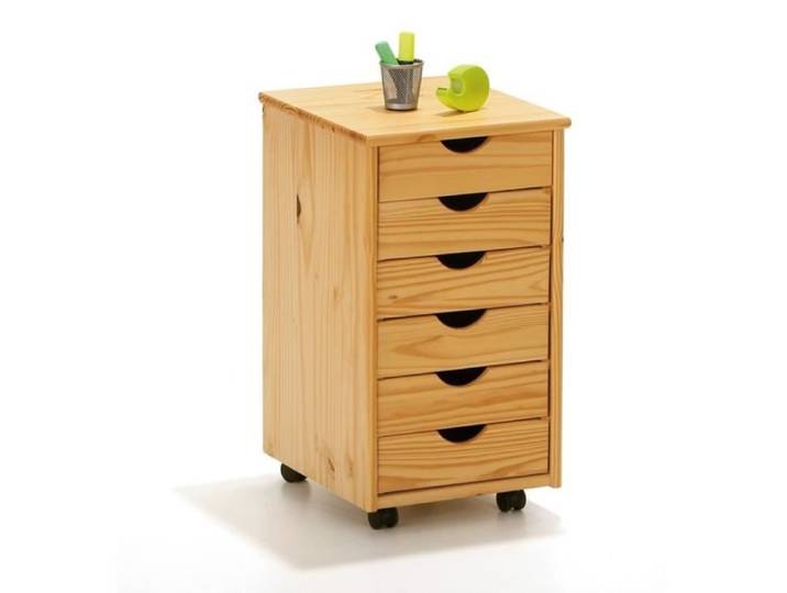 Caisson de Bureau 6 Tiroirs  School  65cm Naturel