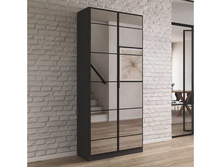 Armoire d’entrée Acero 91cm Gris/Gris métallisé
