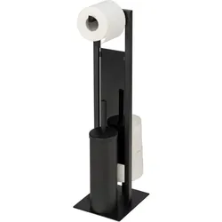 WENKO Geschlossene WC-Garnitur Mod. Rivalta Schwarz, mit Toilettenpapier- und Ersatzrollenhalter