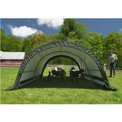 ShelterLogic Folien Weidezelt Zeltgarage Run-In-Shed | Grün | 300x260x150 cm - Grün