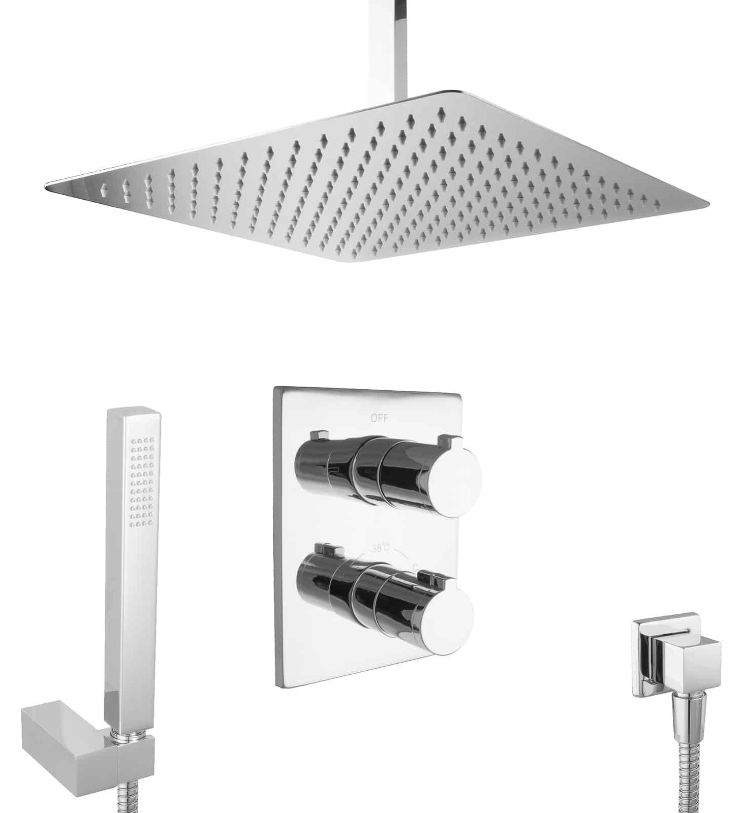 PaulGurkes Dusch Set 40cm Unterputz Regendusche mit Thermostat