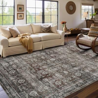 Garvee Charming Vintage Floral Print Area Rug