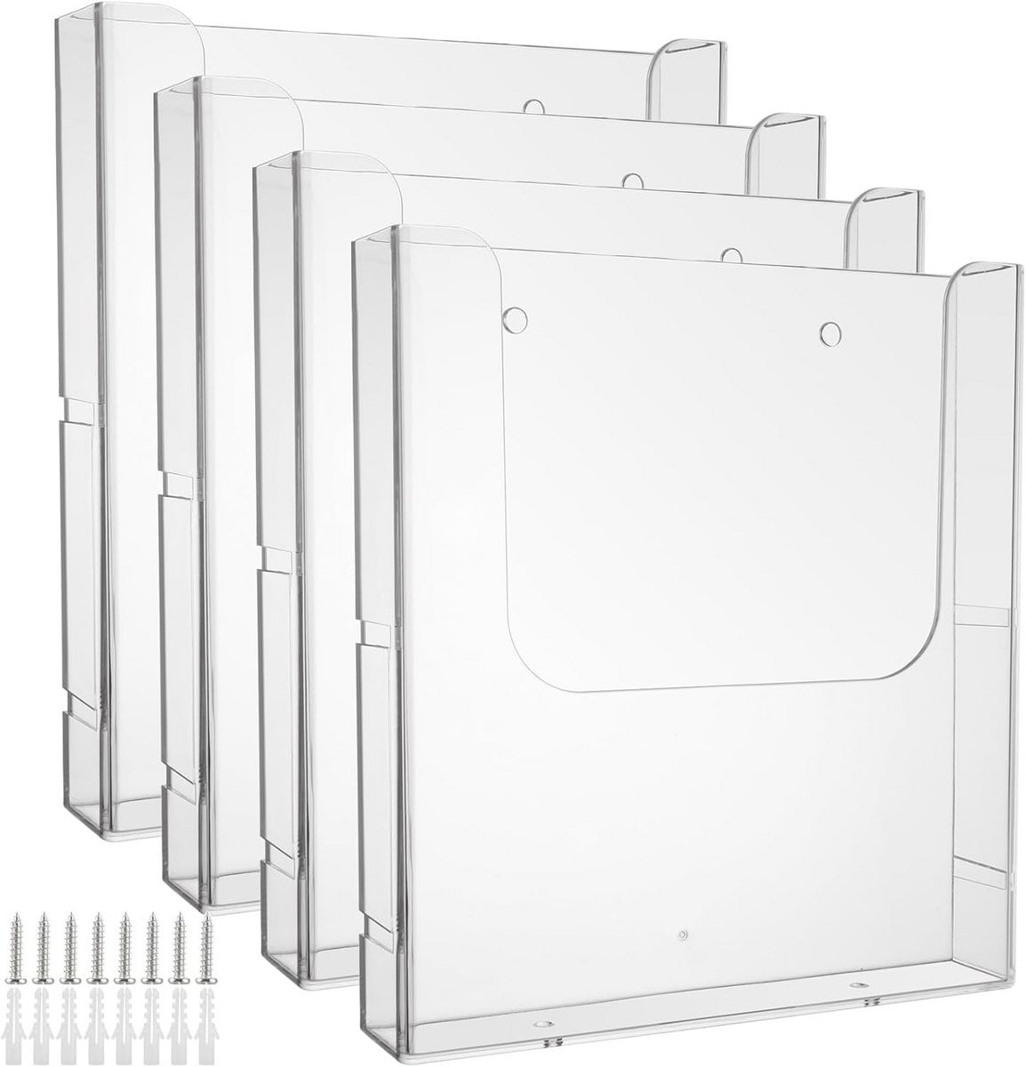 Set van 4 Transparante Acryl Wandbrochurehouders A4 - Makkelijk te Installeren Flyerstandaard
