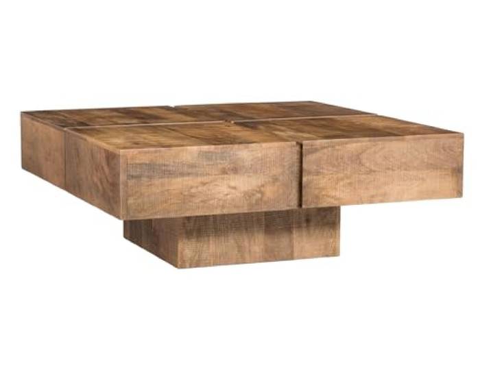 Woodkings® Couchtisch Amberley Holz, Echtholz modern, Design, Massivholz exklusiv, Lounge Coffee Table günstig (Mango, 80x80)