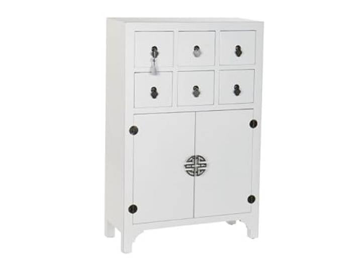 DRW Kommode, orientalischer Stil, Weiß, 63 x 27 x 101 cm