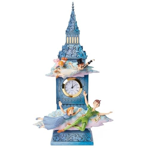 Enesco Disney Traditions Peter Pan klokfiguur, blauw, tabletop, analoog, Hoogte: 26 cm